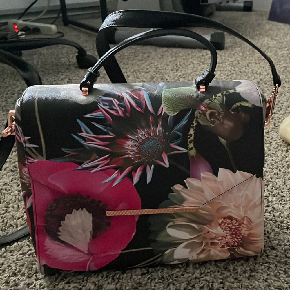 Ted Baker London Floral Envelope Handbag with rose gold hardware